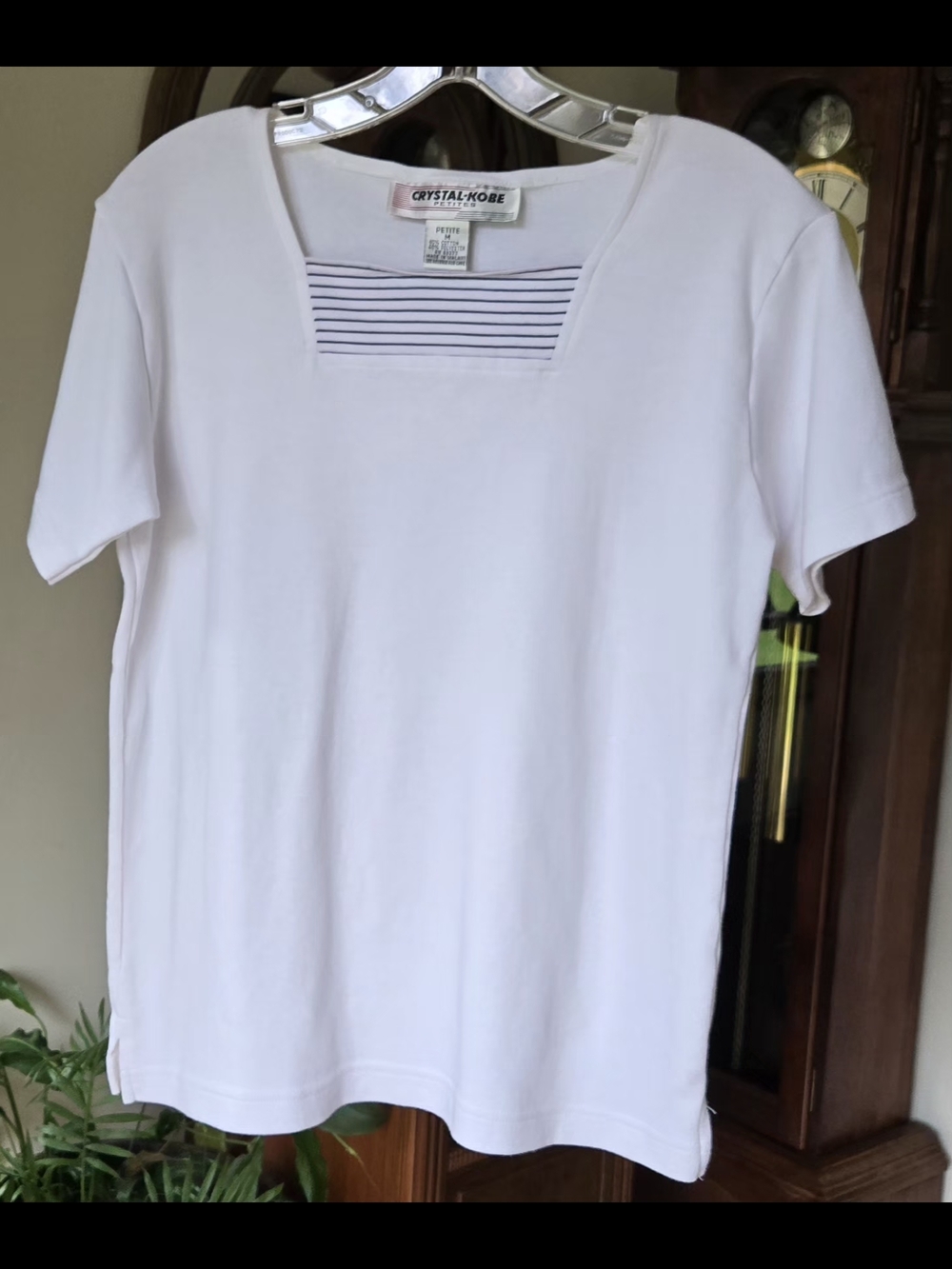 White Short-Sleeve Square Neck Top